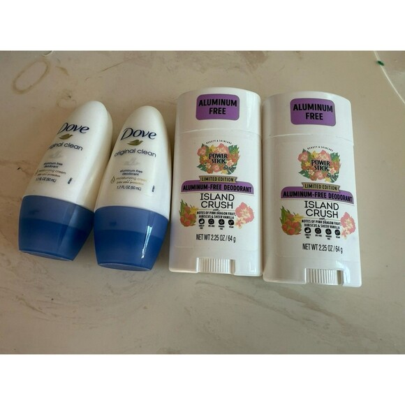 Other - Bundle x4 Deodorants 2 Dove & 2 Power Stick Aluminum Free Island Crush